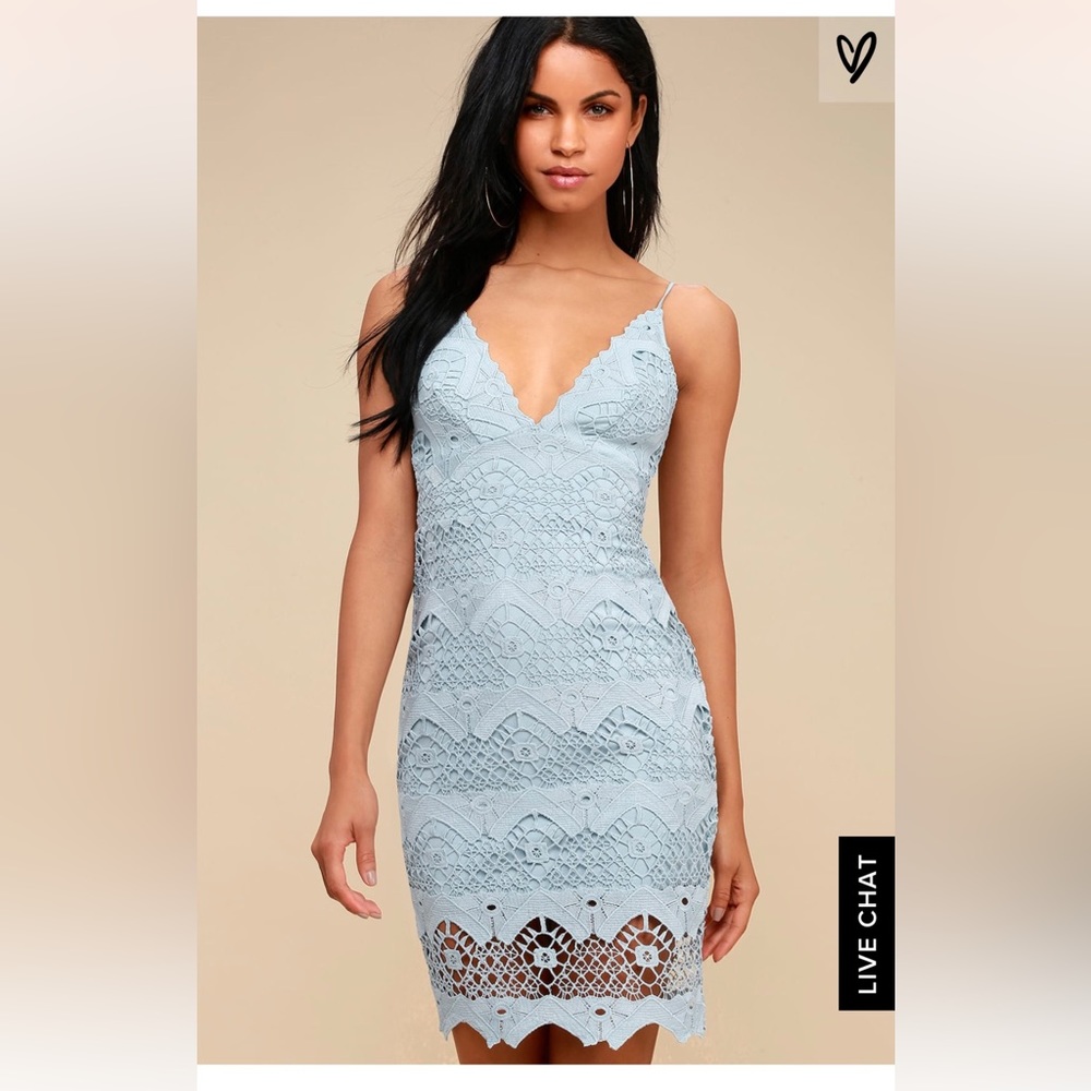 LuLu’s light blue crochet lace dress